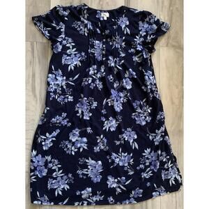 Aria Collection Blue Floral Nightgown Knit Womens XL Pockets Excellent